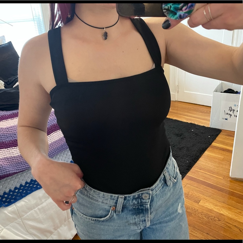 Black Wide Strap Bodysuit